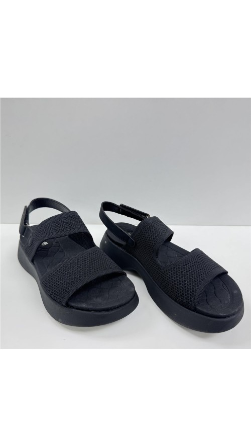 SANDALIA TEXTIL TIRAS NEGRO