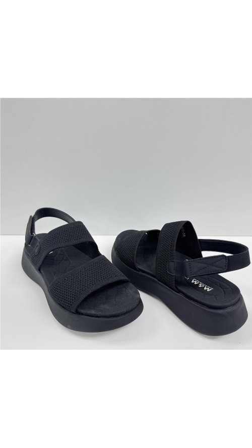 SANDALIA TEXTIL TIRAS NEGRO