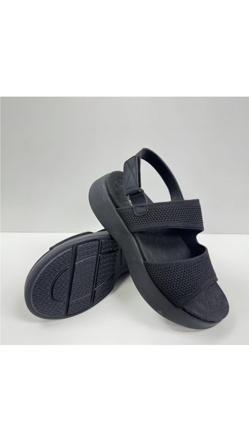 SANDALIA TEXTIL TIRAS NEGRO