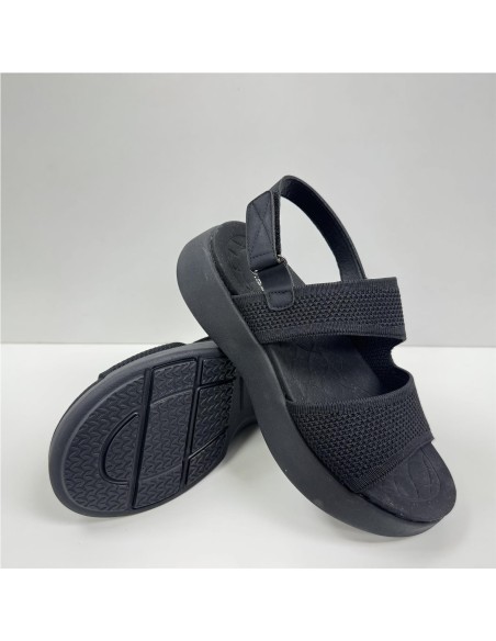 SANDALIA TEXTIL TIRAS NEGRO