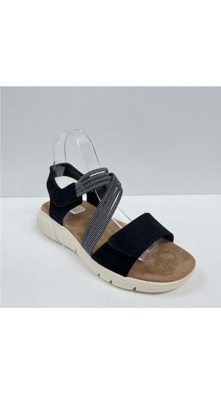 SANDALIA PLANA CON VELCROS NEGRO