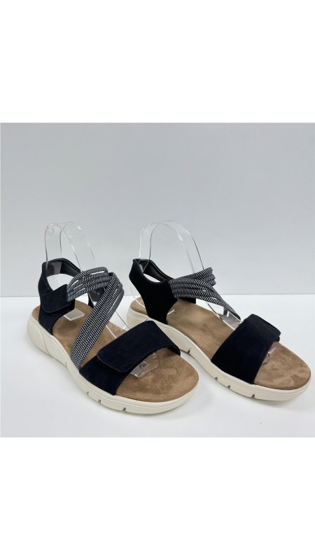 SANDALIA PLANA CON VELCROS NEGRO 2