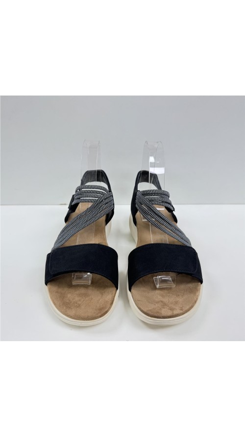 SANDALIA PLANA CON VELCROS NEGRO