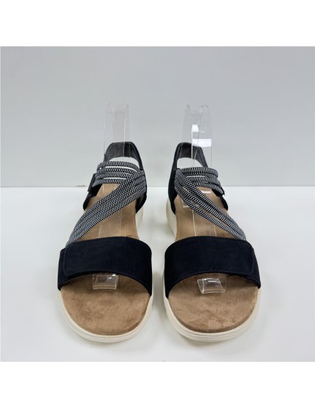 SANDALIA PLANA CON VELCROS NEGRO