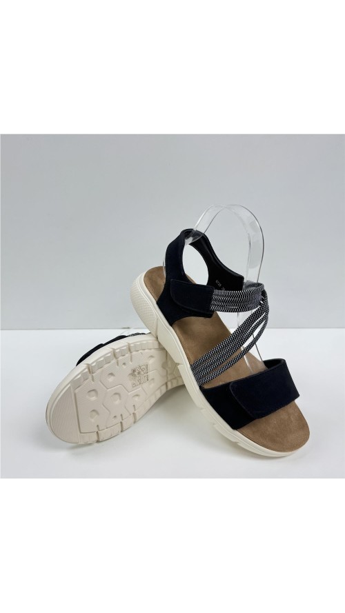 SANDALIA PLANA CON VELCROS NEGRO