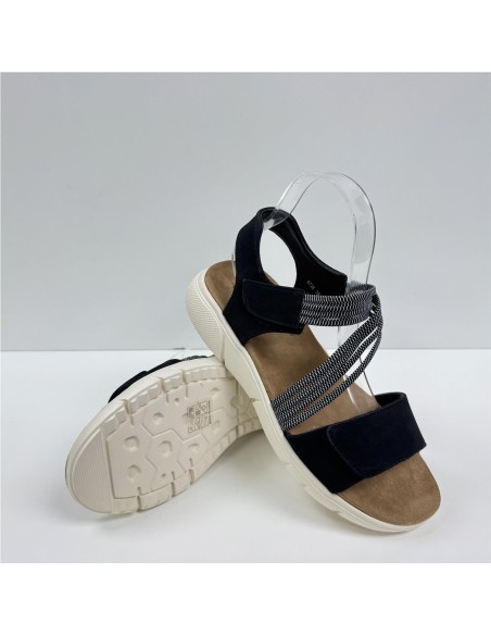 SANDALIA PLANA CON VELCROS NEGRO