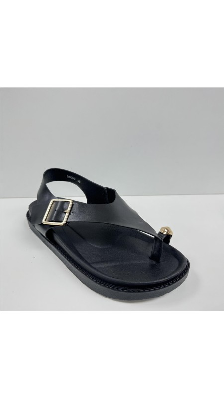 SANDALIA PISO ANCHO CON HEBILL NEGRO