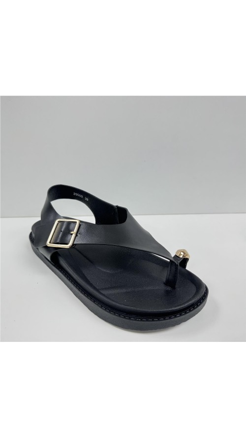 SANDALIA PISO ANCHO CON HEBILL NEGRO