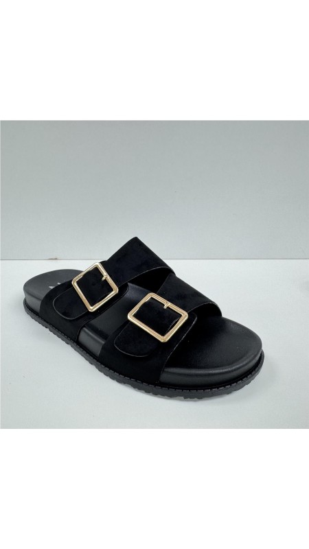 SANDALIA PISO ANCHO CON 2 HEBI NEGRO