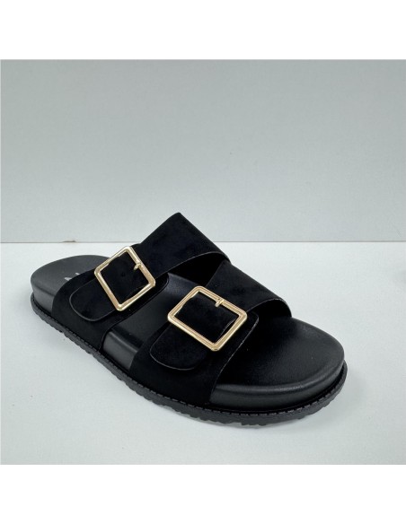 SANDALIA PISO ANCHO CON 2 HEBI NEGRO