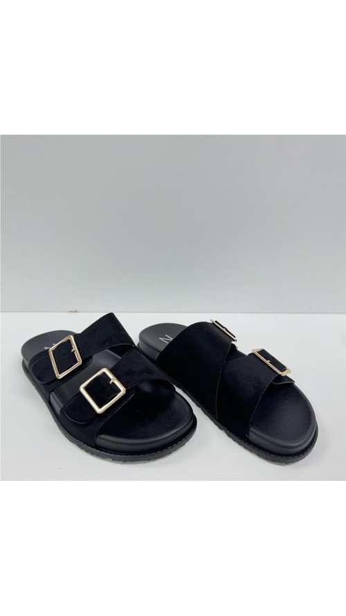 SANDALIA PISO ANCHO CON 2 HEBI NEGRO