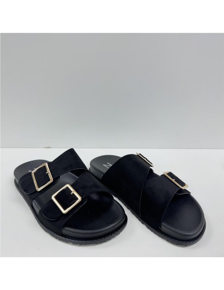 SANDALIA PISO ANCHO CON 2 HEBI NEGRO