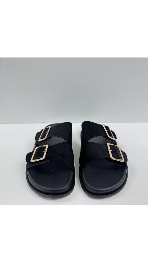 SANDALIA PISO ANCHO CON 2 HEBI NEGRO
