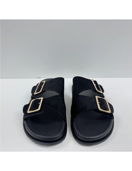 SANDALIA PISO ANCHO CON 2 HEBI NEGRO