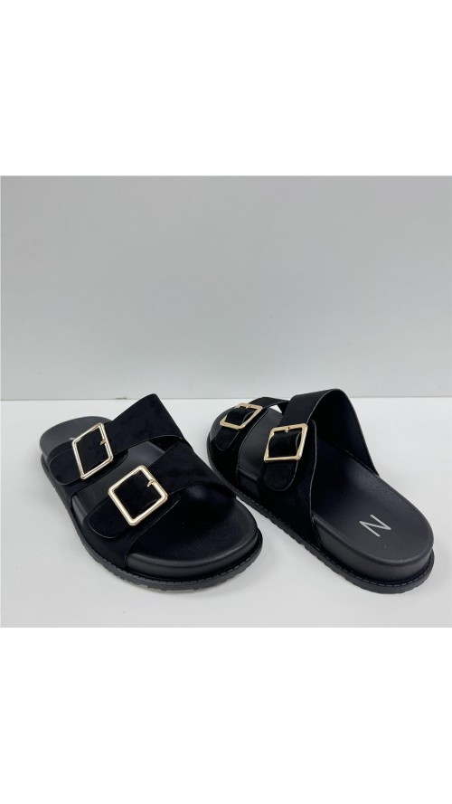 SANDALIA PISO ANCHO CON 2 HEBI NEGRO