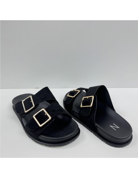 SANDALIA PISO ANCHO CON 2 HEBI NEGRO