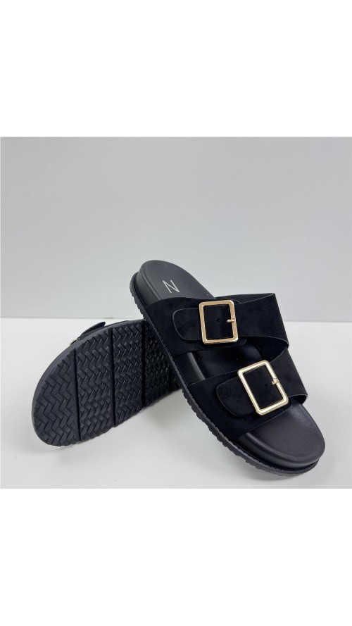 SANDALIA PISO ANCHO CON 2 HEBI NEGRO