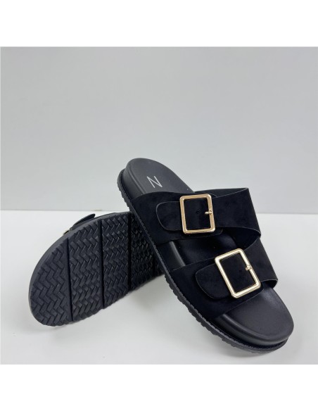 SANDALIA PISO ANCHO CON 2 HEBI NEGRO