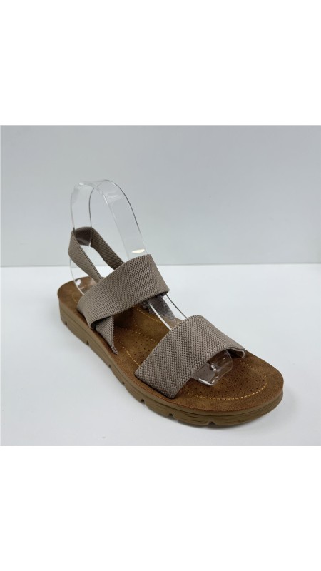 SANDALIA PLANA CON ELASTICOS CAMEL