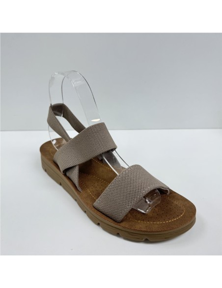 SANDALIA PLANA CON ELASTICOS CAMEL