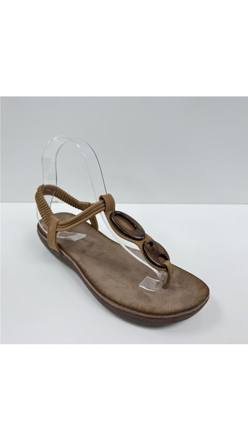 SANDALIA DEDO ADORNO MADERA CAMEL