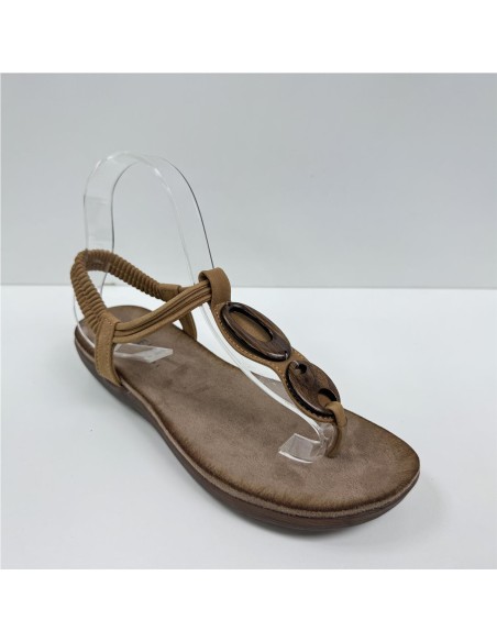 SANDALIA DEDO ADORNO MADERA CAMEL