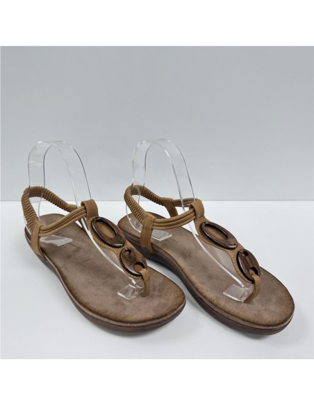 SANDALIA DEDO ADORNO MADERA CAMEL