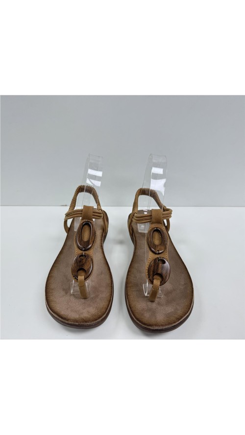 SANDALIA DEDO ADORNO MADERA CAMEL