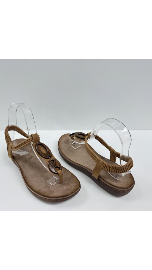SANDALIA DEDO ADORNO MADERA CAMEL
