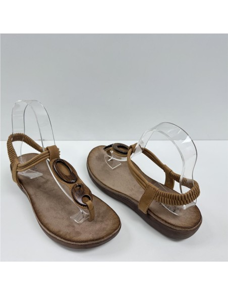 SANDALIA DEDO ADORNO MADERA CAMEL