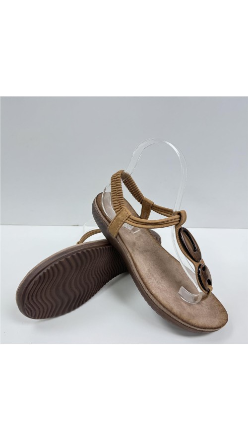SANDALIA DEDO ADORNO MADERA CAMEL
