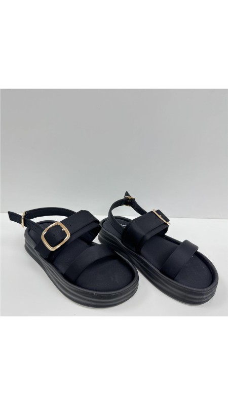 SANDALIA PISO ANCHO CON HEBILL NEGRO 2