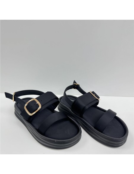 SANDALIA PISO ANCHO CON HEBILL NEGRO