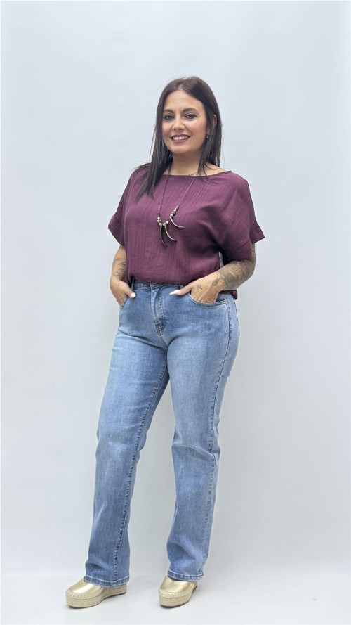 CAMISA LUNA BURDEOS