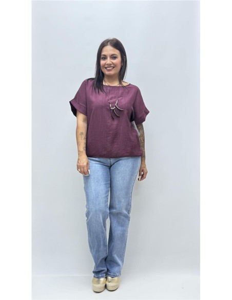 CAMISA LUNA BURDEOS