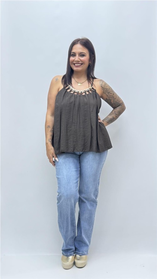 TOP COLLAR MARRON
