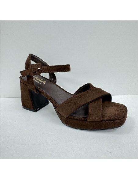 SANDALIA CRUZADA MARRON