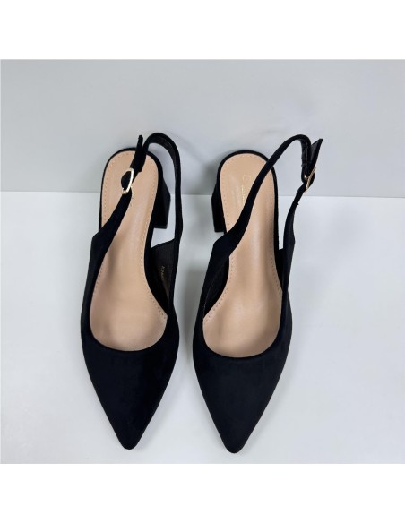 SALON DESTALONADO, TACON ANCHO NEGRO