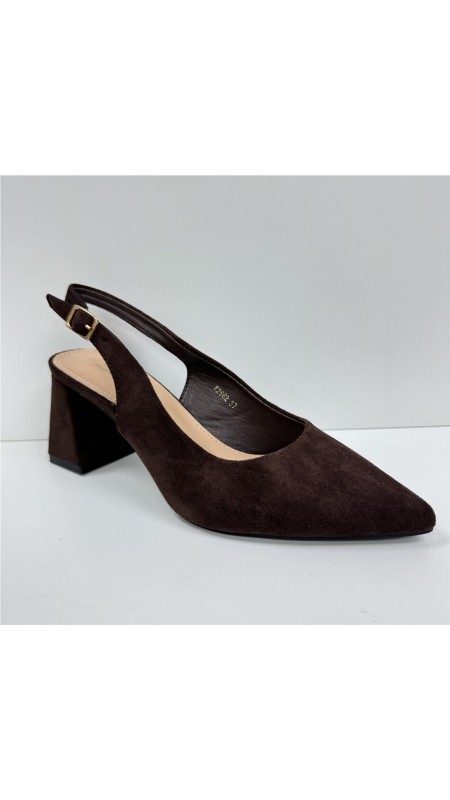 SALON DESTALONADO, TACON ANCHO MARRON