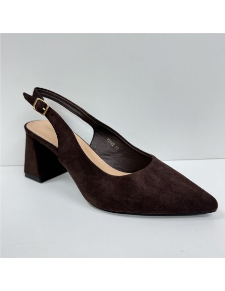 SALON DESTALONADO, TACON ANCHO MARRON