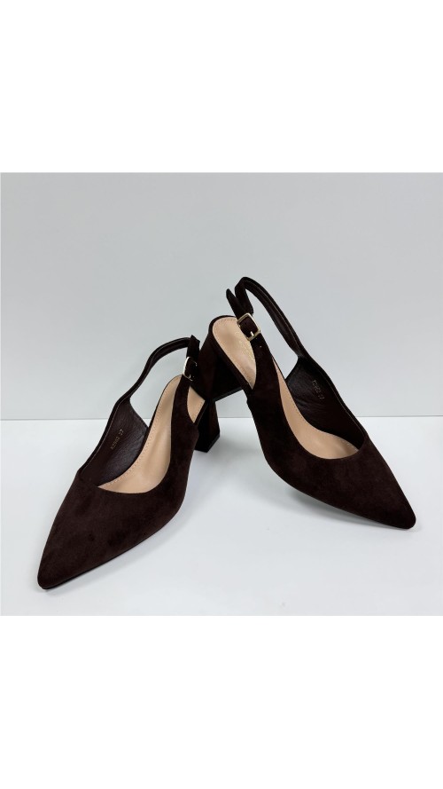 SALON DESTALONADO, TACON ANCHO MARRON