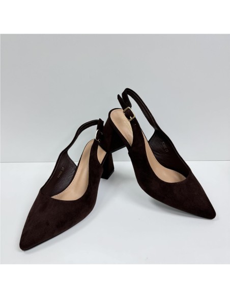 SALON DESTALONADO, TACON ANCHO MARRON