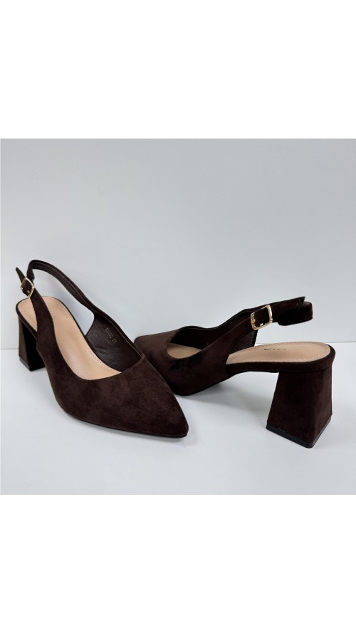 SALON DESTALONADO, TACON ANCHO MARRON