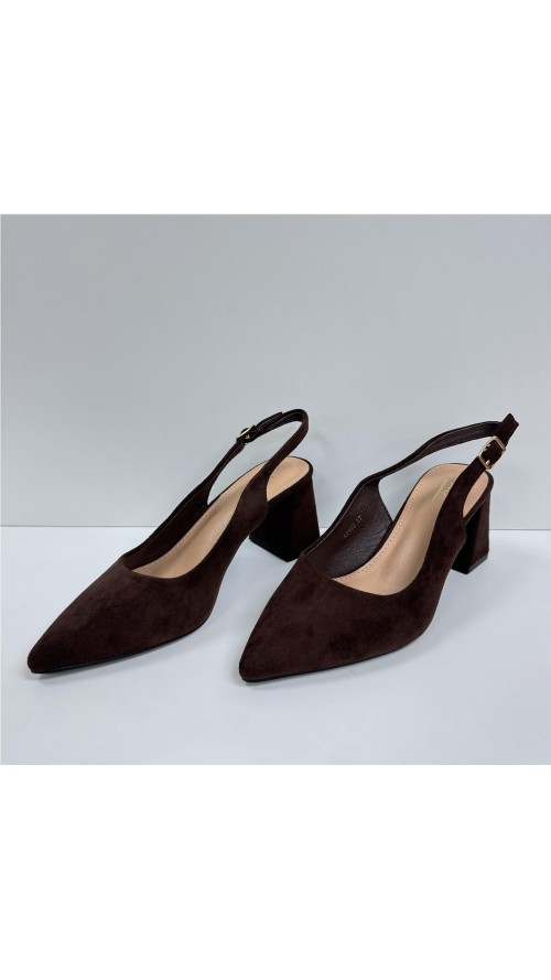 SALON DESTALONADO, TACON ANCHO MARRON