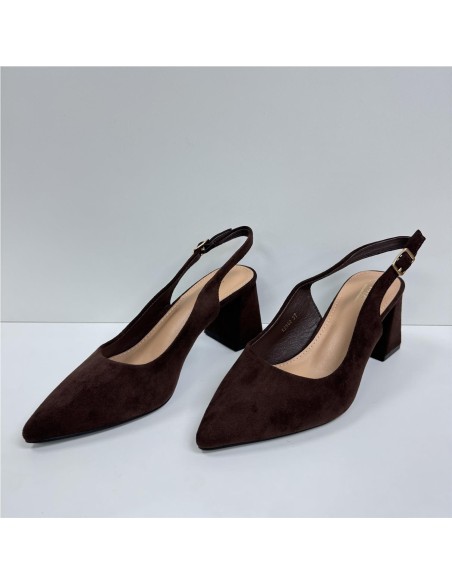 SALON DESTALONADO, TACON ANCHO MARRON