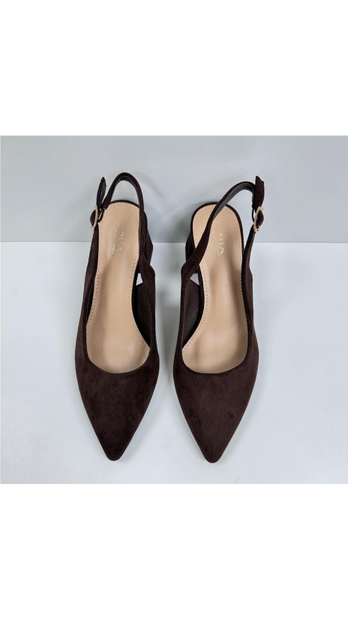 SALON DESTALONADO, TACON ANCHO MARRON