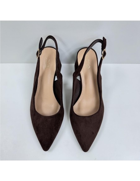 SALON DESTALONADO, TACON ANCHO MARRON