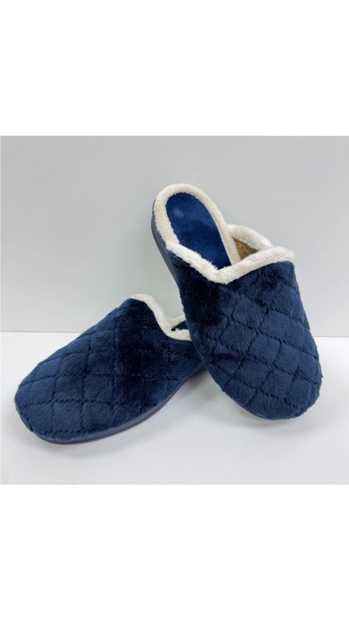 ZAPATILLA CON BORDE DE PELO MARINO