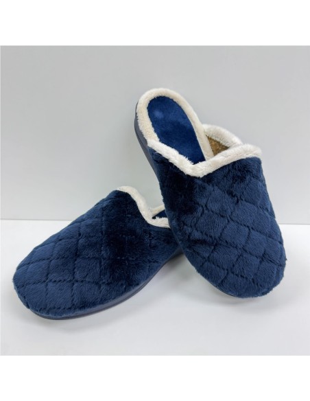 ZAPATILLA CON BORDE DE PELO MARINO
