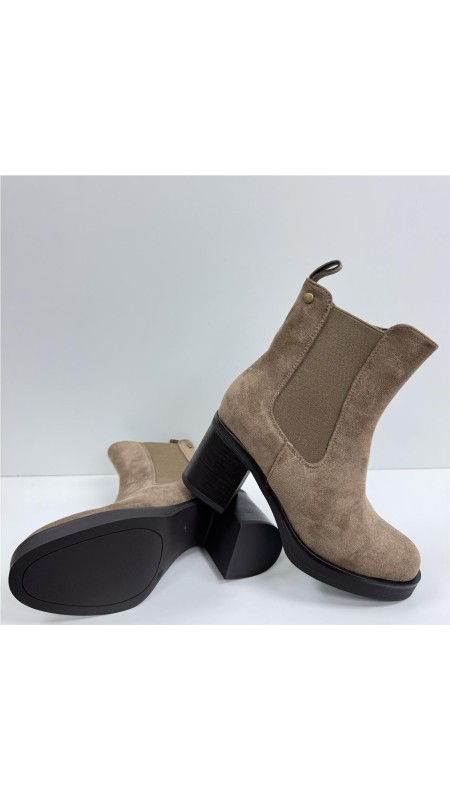 BOTIN CON ELASTICO Y SERRAJE TAUPE 2
